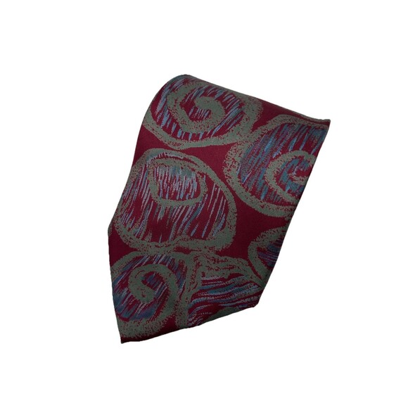 Alta Moda Cervino  Burgandy Abstract Pattern Silk Necktie Made in Italy 55.75"‎ - Picture 1 of 4